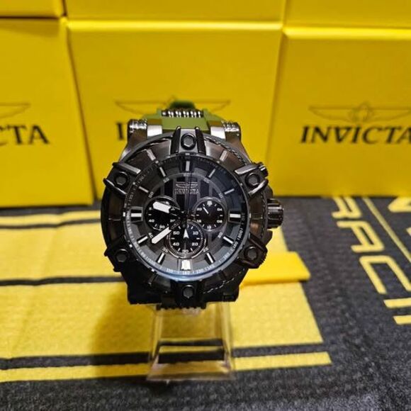 Invicta Bolt Zeus Chronograph Watch – Gunmetal & Green Strap – 52mm 200M WR - Picture 1 of 8